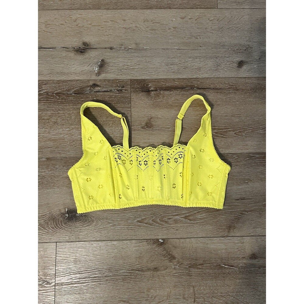 Savage x Fenty Bombshell Broderie Lace Bralette Yellow Size 2X Bridal Lingerie